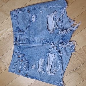 Levi's Big E 501 Button Fly Distressed Denim Shorts size 25